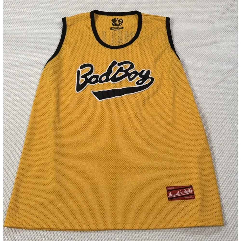 Invisible Bully Bad Boy Biggie Smalls 72 Basketball Jersey Yellow Men's Size M